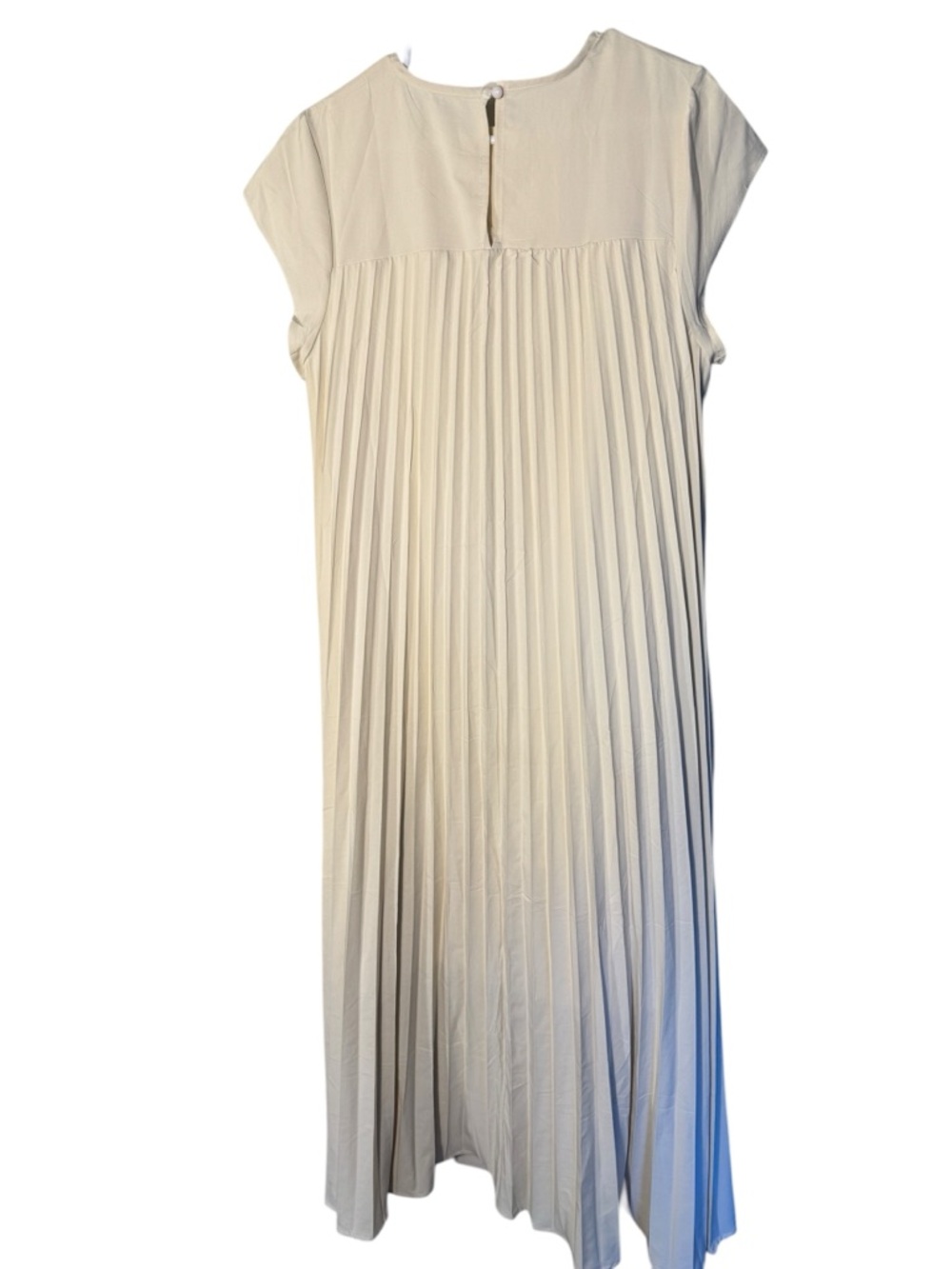 Pleated Cap-Sleeve Maxi Dress in Light Beige - Picture 2 of 3